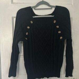 Medium black sweater with decorative buttons